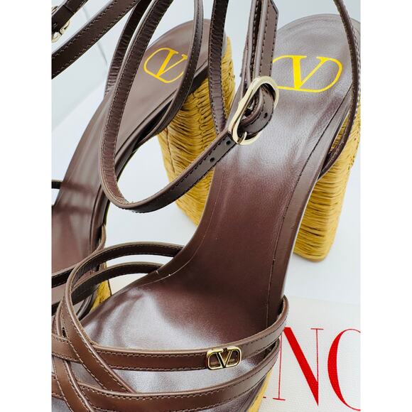 VALENTINO GARAVANI cacao & Tobacco Raflower espadrille Sandal 40 - Picture 6 of 16